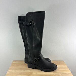 GBG Los Angeles Silene Regular Calf Heeled Riding Boot- Dark Black- Sz 7.5 M NIB